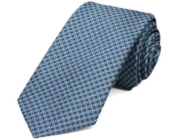 Blue grain pattern slim tie
