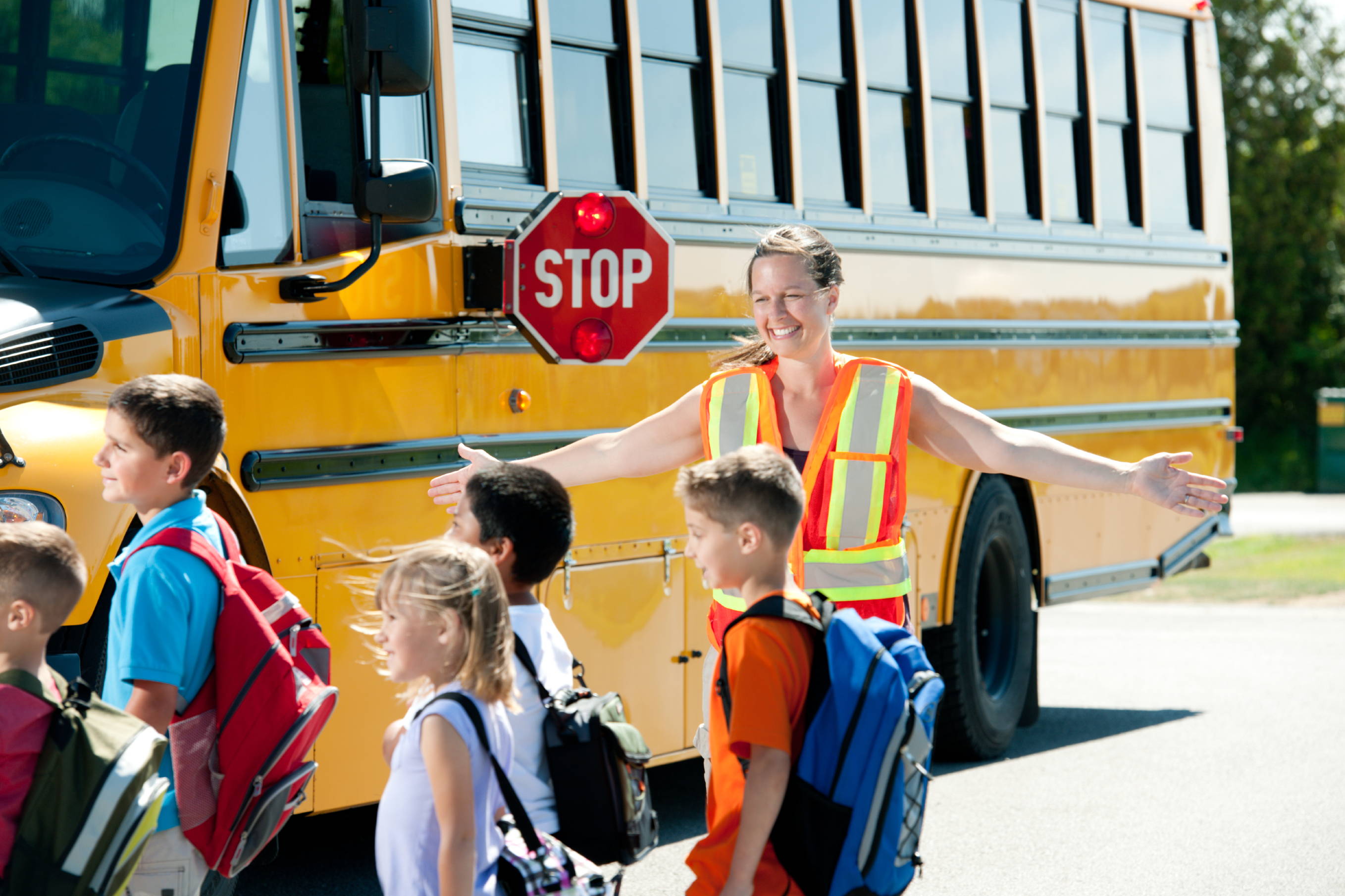 Students crossing street near school zone