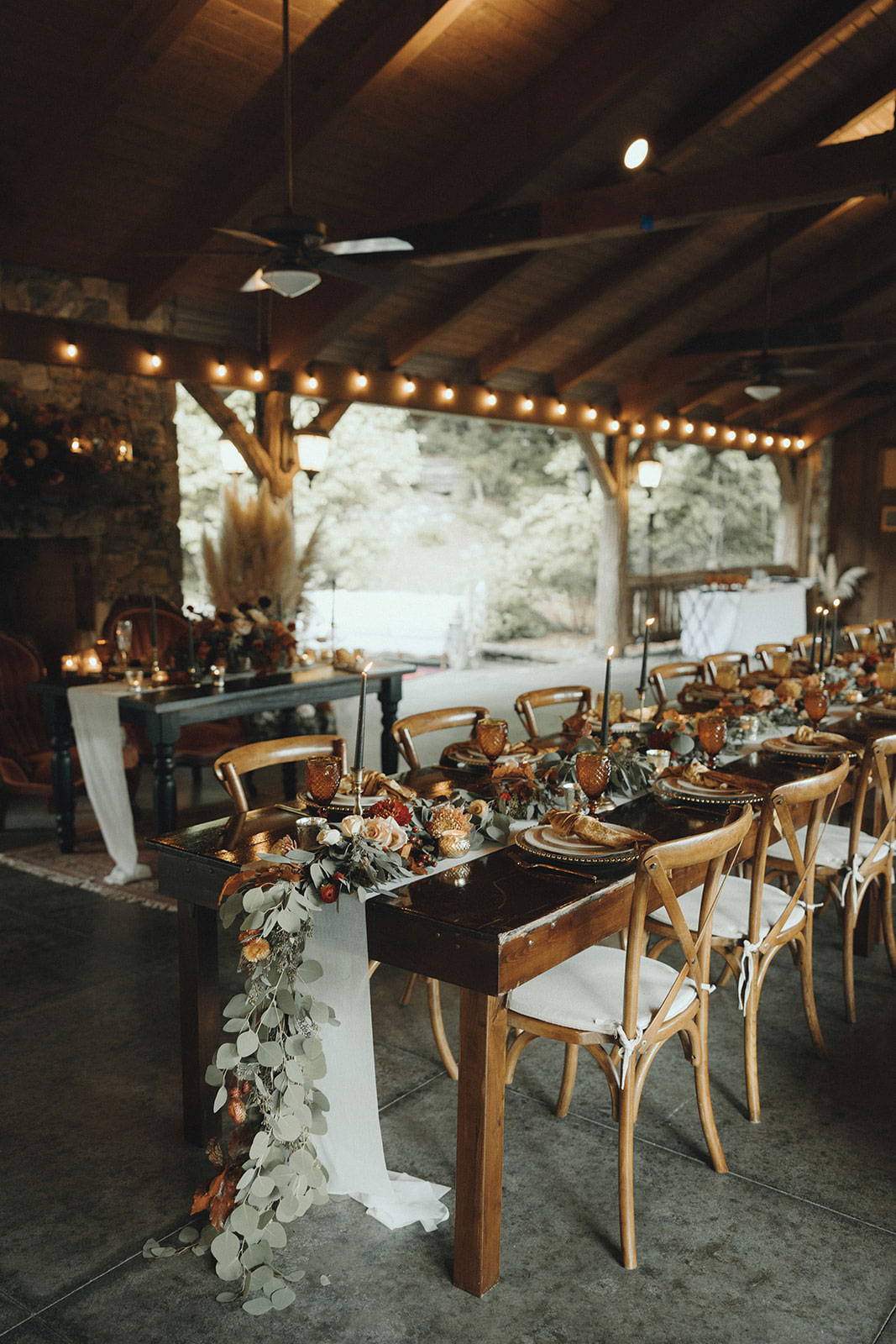 Wedding Reception rustic table layout