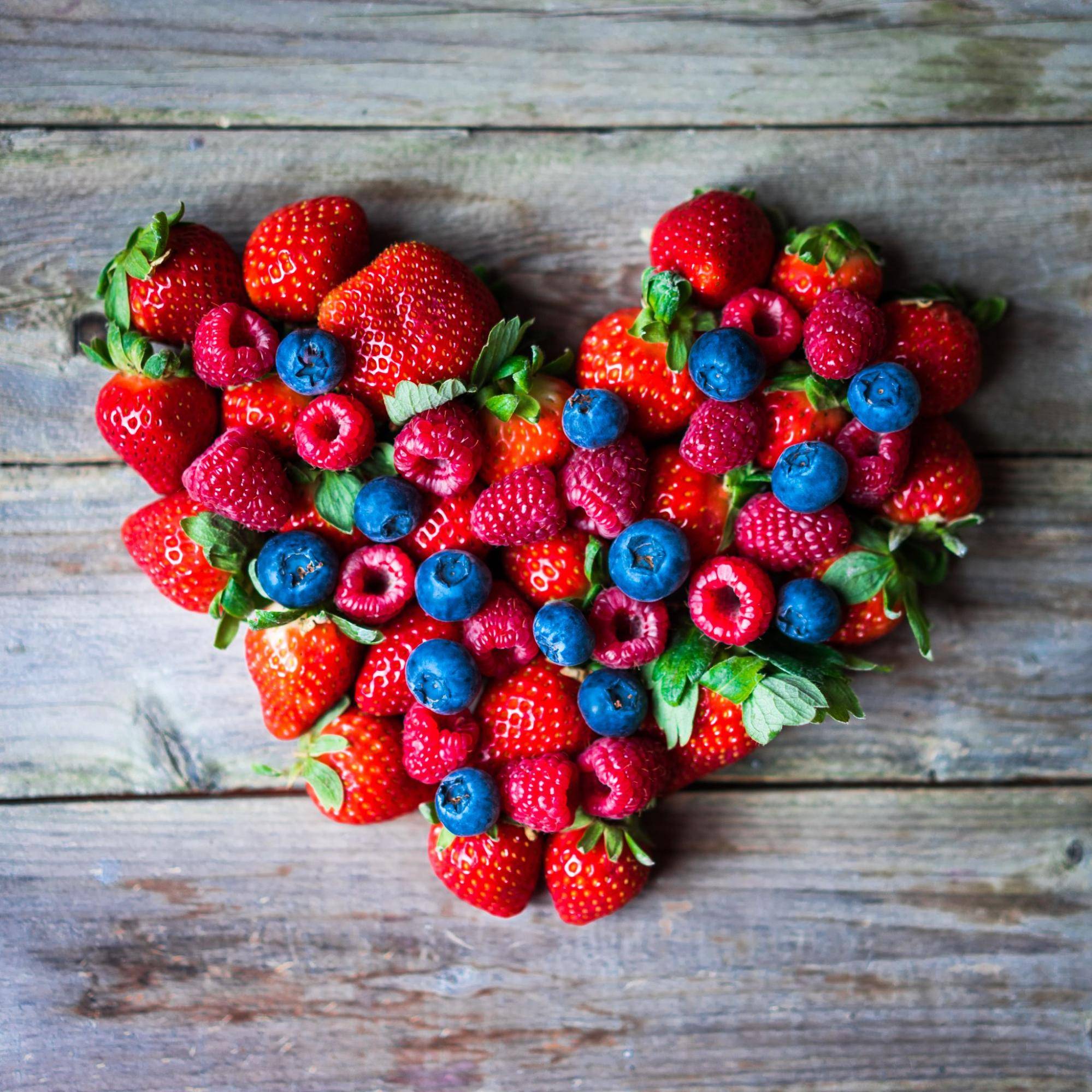 berries in the shape of a heart