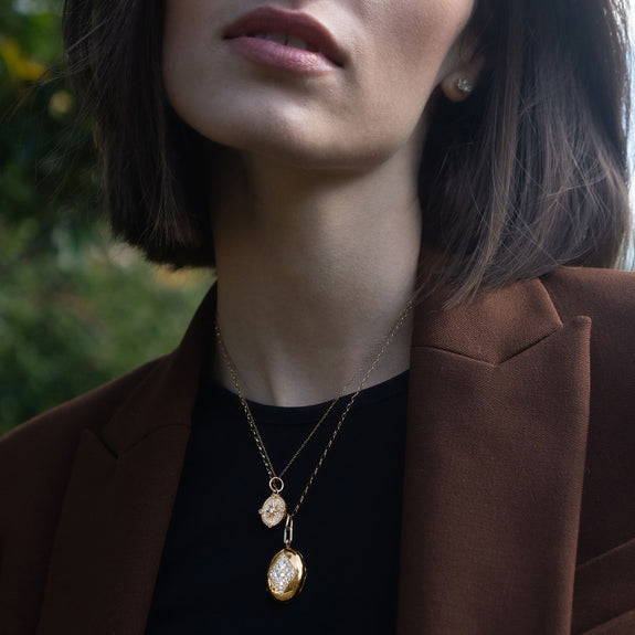 Charlotte Diamond & Gold Locket Necklace