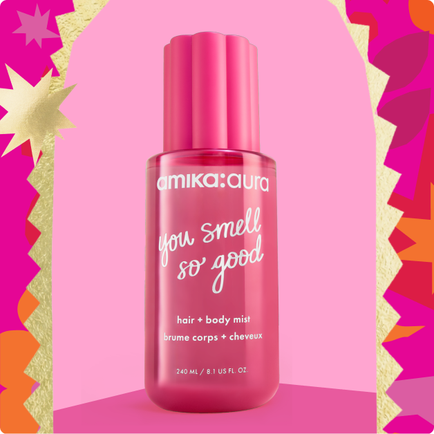 Pink hair and body mist bottle with 