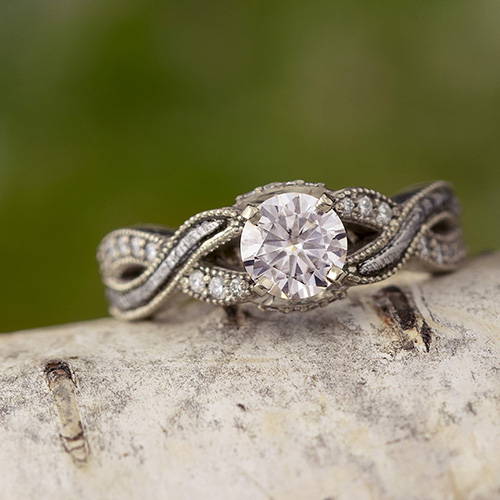 Meteorite Twist Engagement Ring