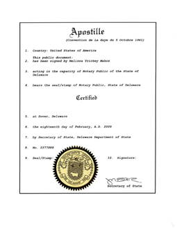 Delaware Apostille Service Delaware Business Incorporators Inc