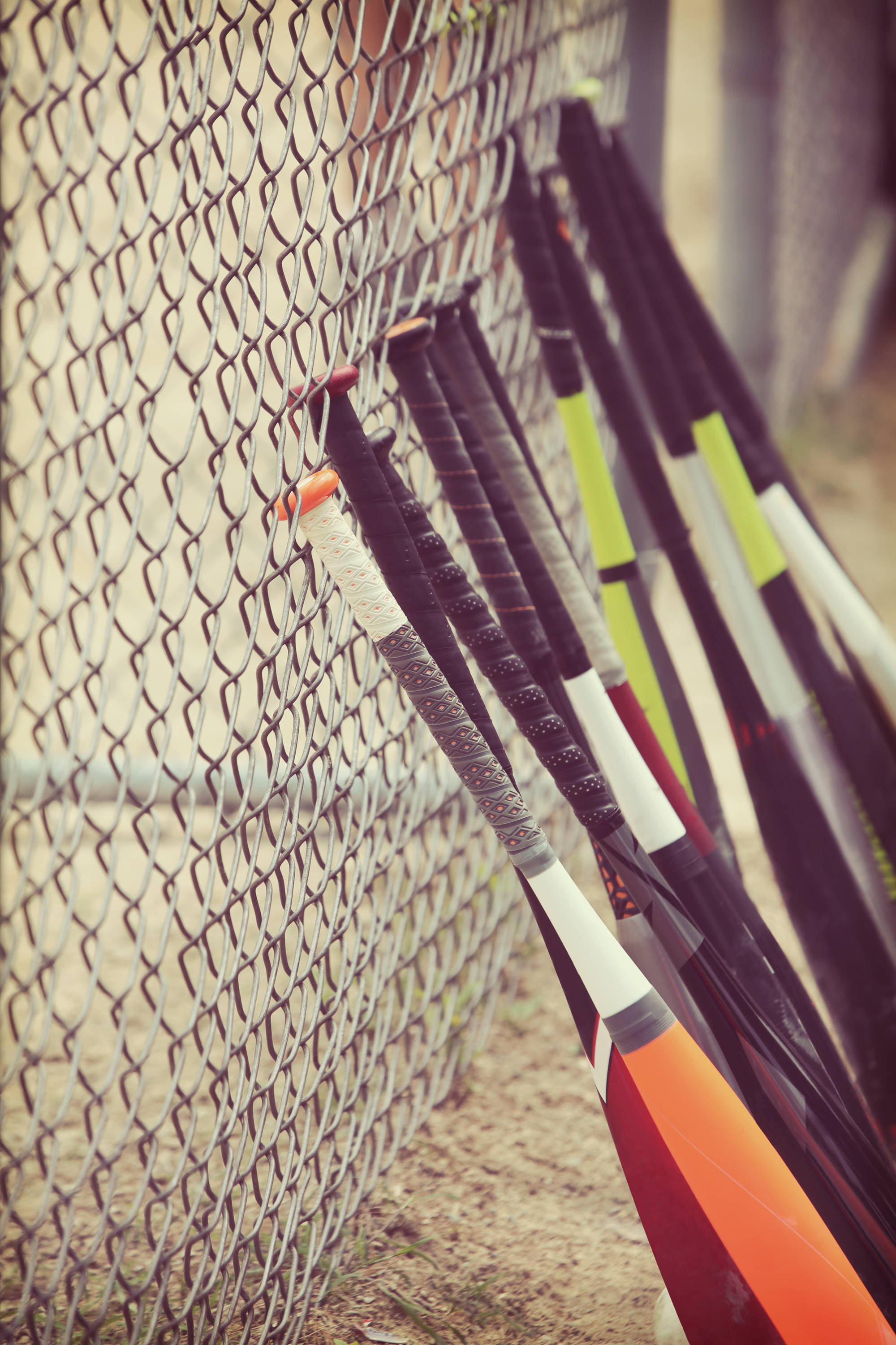 Line of Baseball Bats