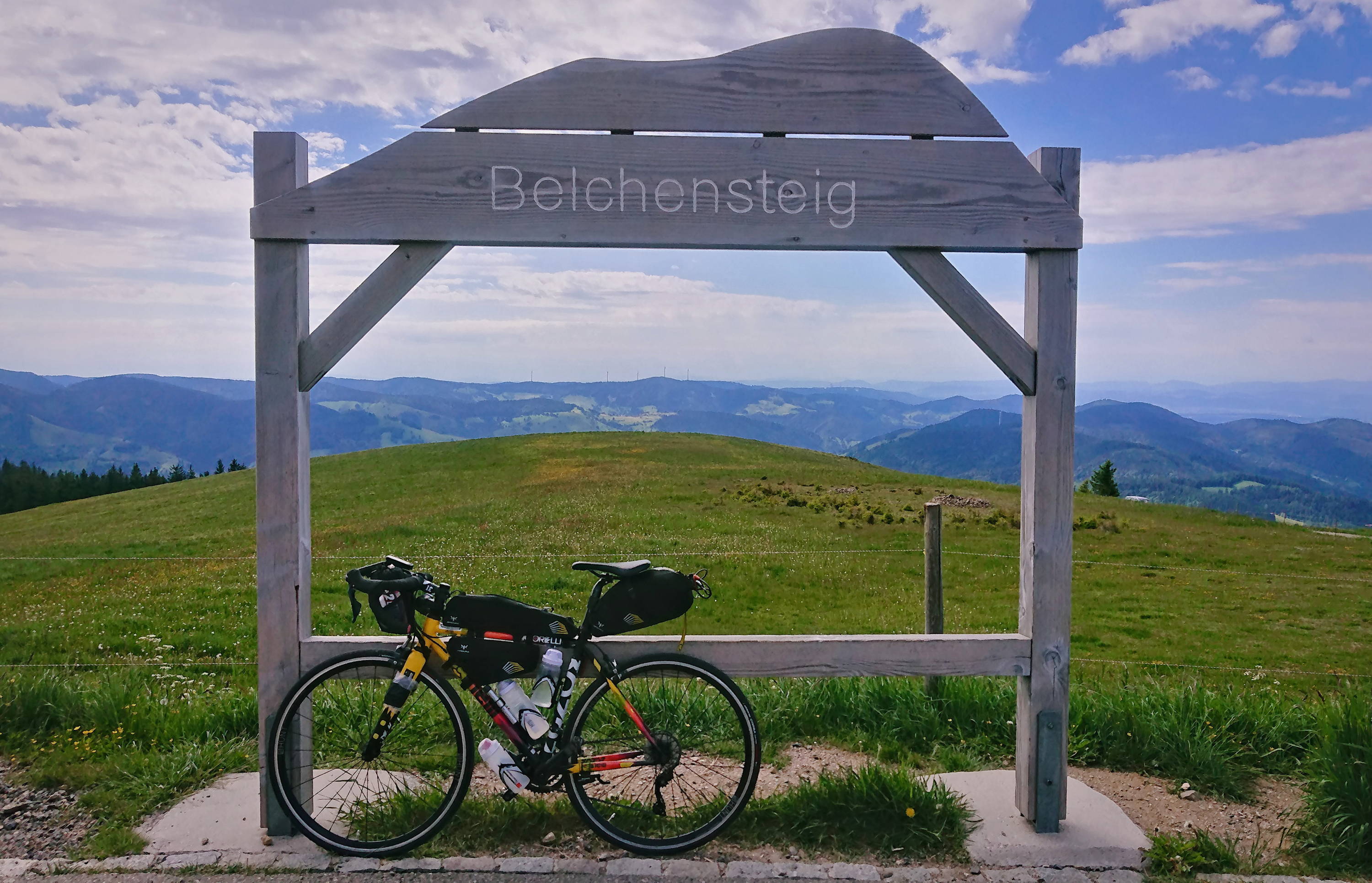 Lisa's Bike at the top of the Belchensteig climb