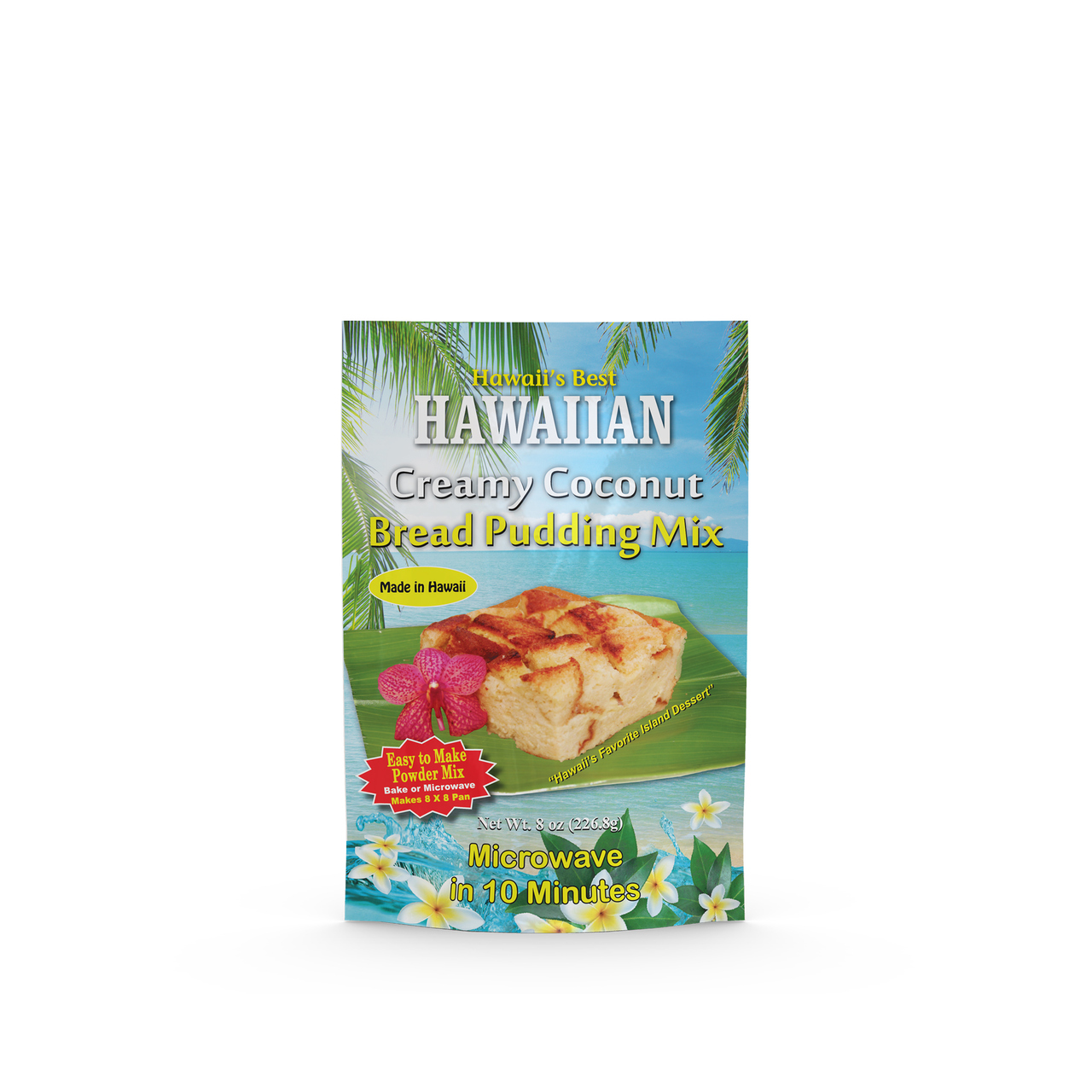 HAWAII'S BEST CREAMY COCONUT BREAD PUDDING MIX, 8 Ounces 
