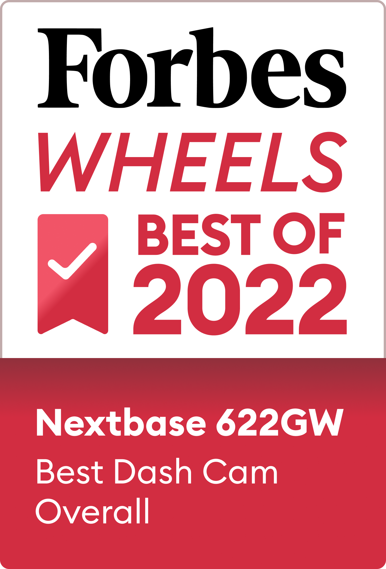 Forbes Wheels Best of 2022 badge for Nextbase 622GW dash cam.