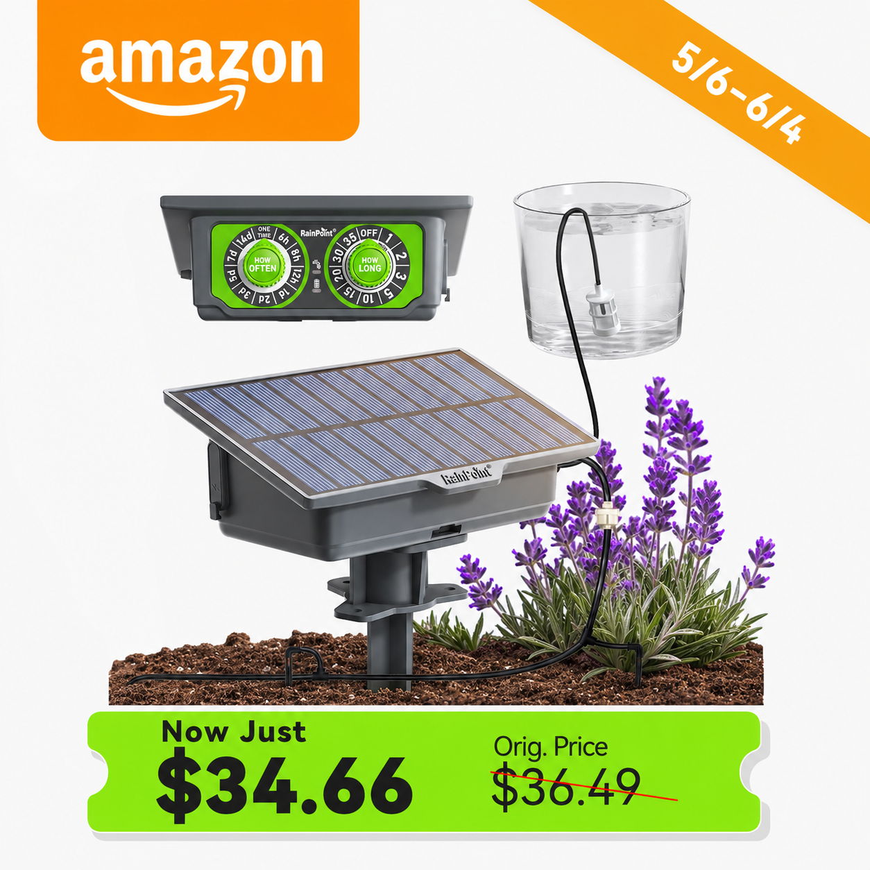 Solar garden light with pricing details from Amazon.