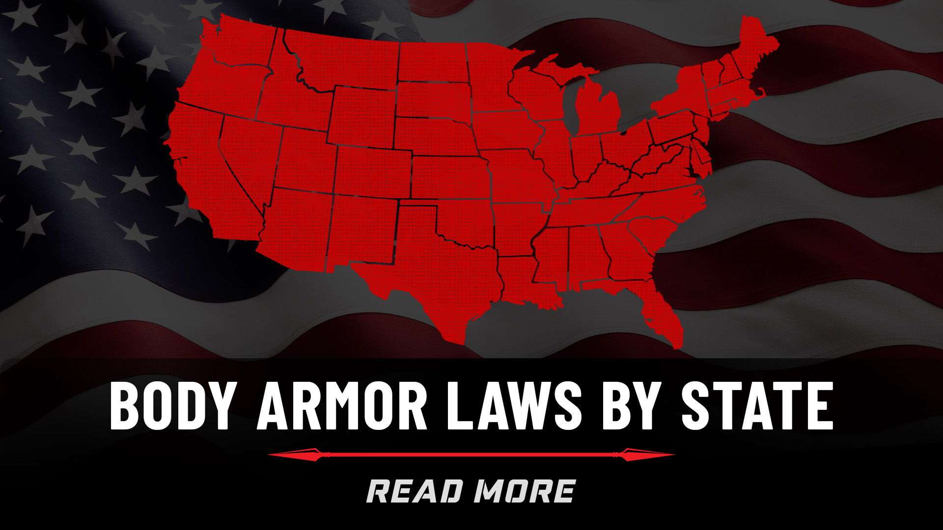 Map of the USA highlighting body armor laws by state.