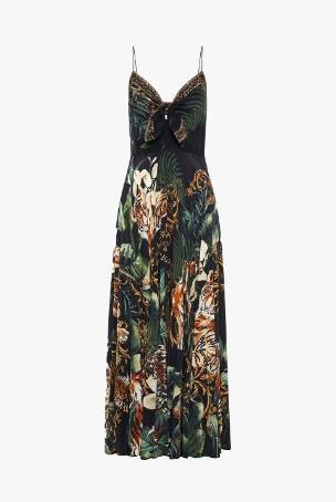 CAMILLA long-dress-with-tie-front-easy-tiger