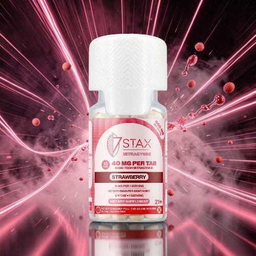Bottle of serum with pink background and abstract design.