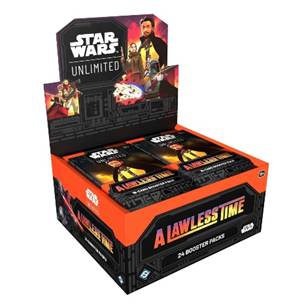 Star Wars Unlimited card game display box with individual booster packs.