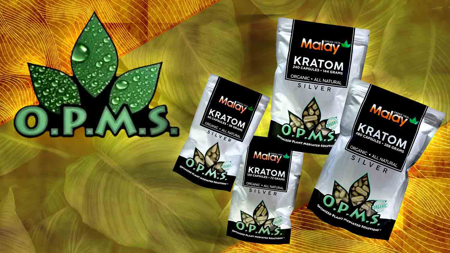 OPMS Silver Malay Kratom Capsules Green Vein 