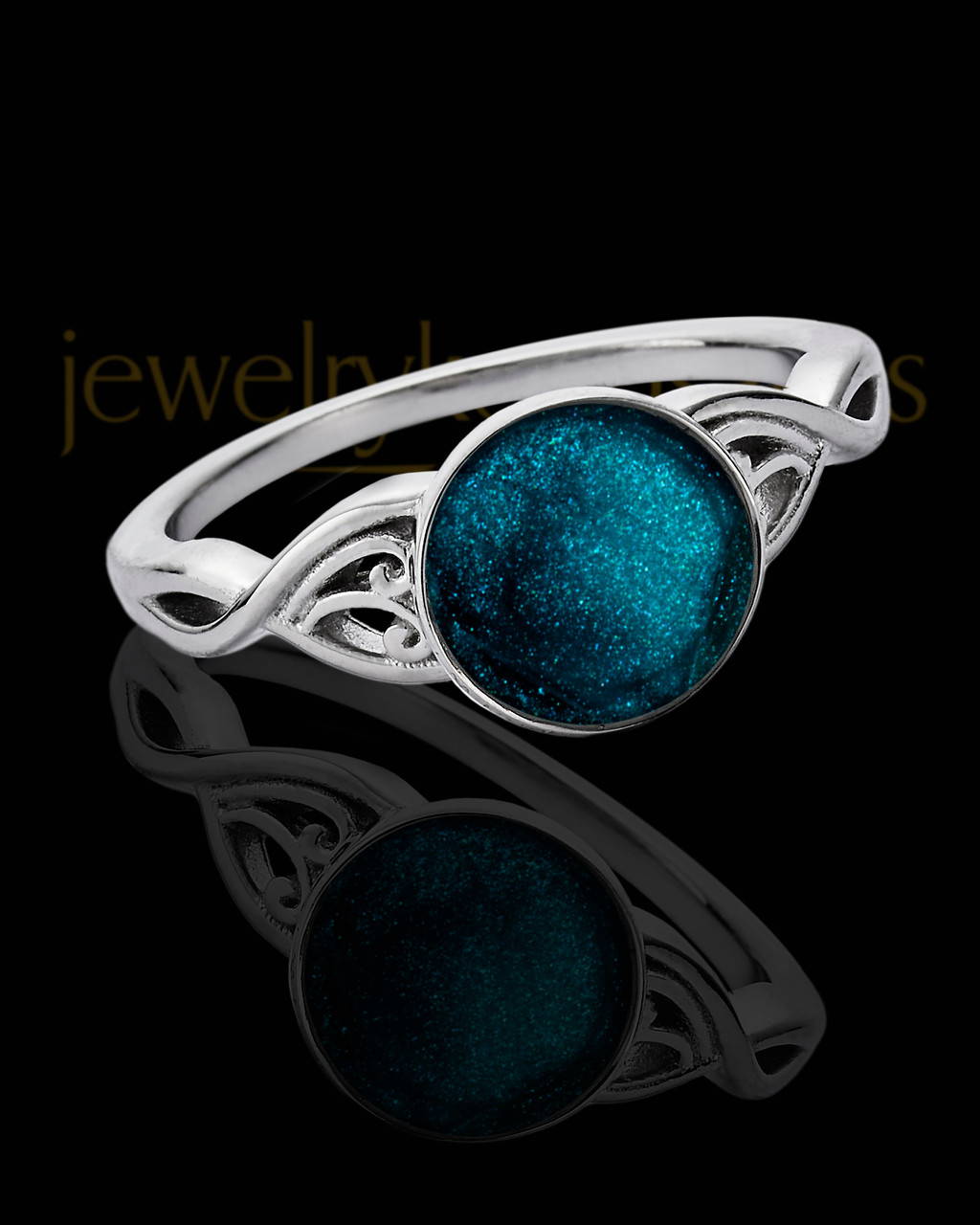 Ladies Abigail With Teal Silver Ash Ring