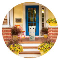 Circular image of proven winners box delivered on door step 