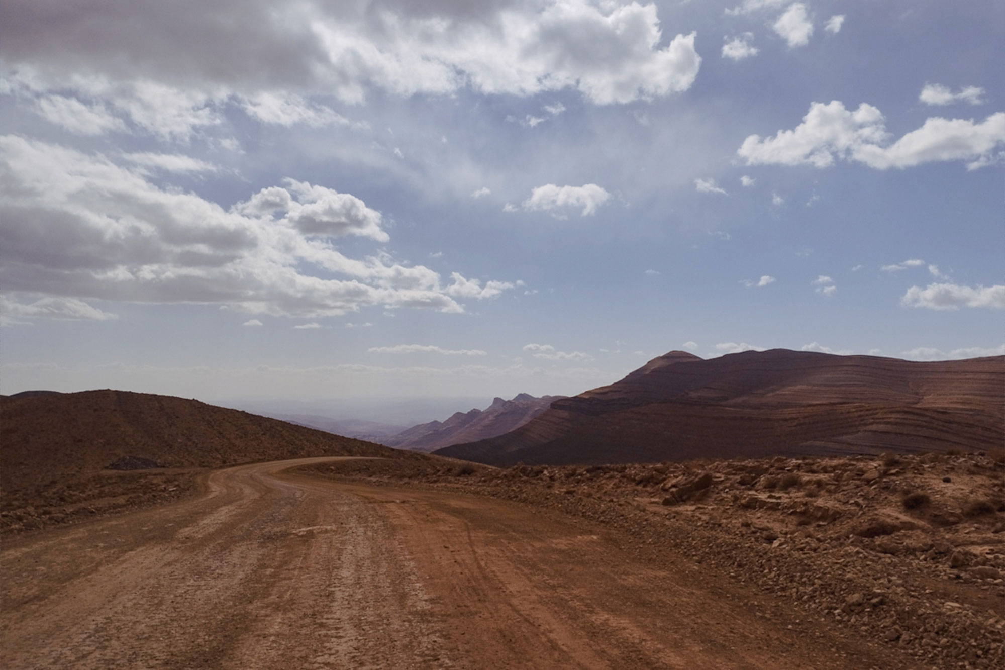 Desert road through mountains