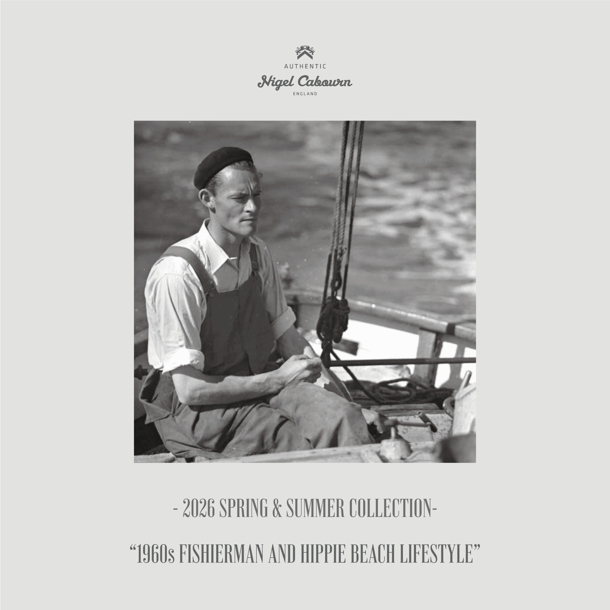 Man on a boat, promoting a lifestyle collection.