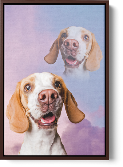 retro style dog art on framed canvas