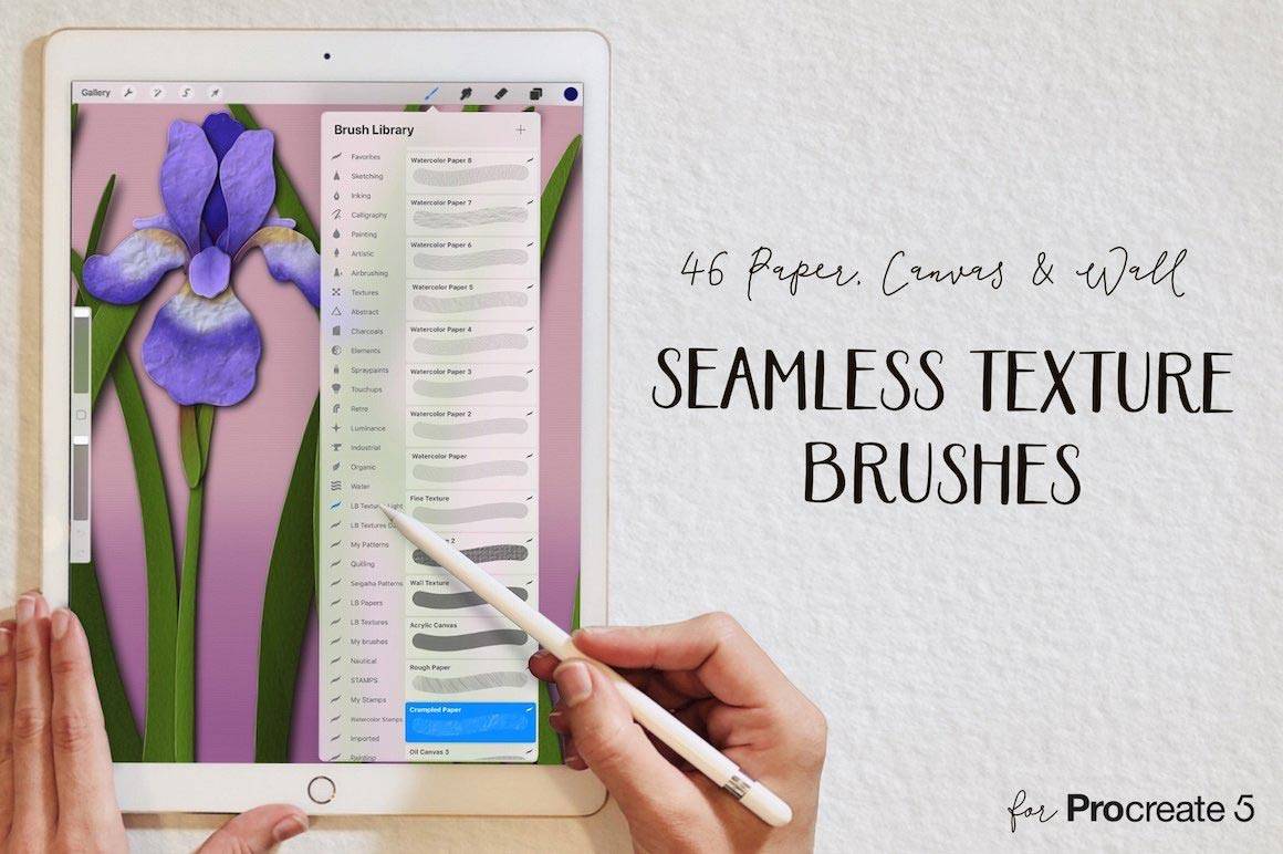 46 Paper, canvas, and wall seamless texture brushes by Lettie Blue
