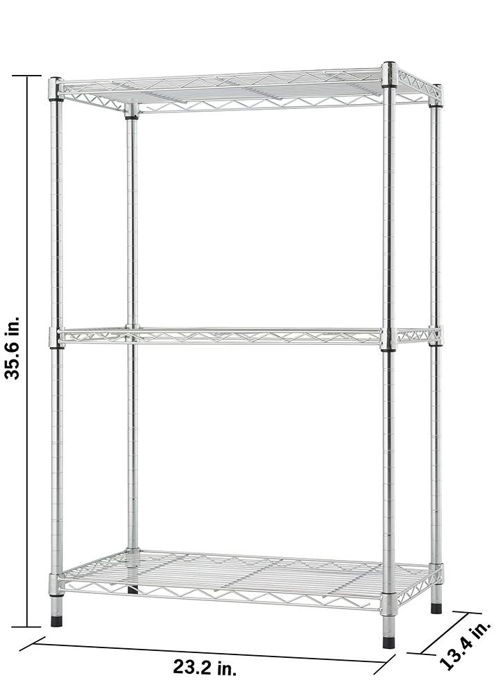 Dimensions of 3-tier wire shelf