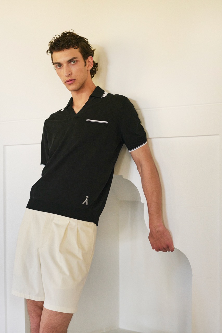 Men's Knitted Tennis Polo - Black