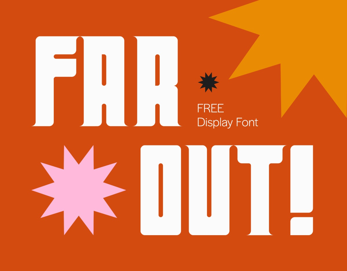 A 1960s styled retro font with a bold weight and small pointed serifs. Free retro and vintage fonts: Far Out