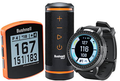 Bushnell Phantom 2 GPS, Wingman golf GPS speaker, and iON Elite golf watch