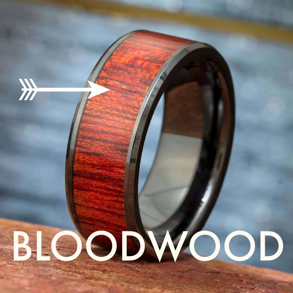 Men's Wedding Band With Bloodwood Inlay