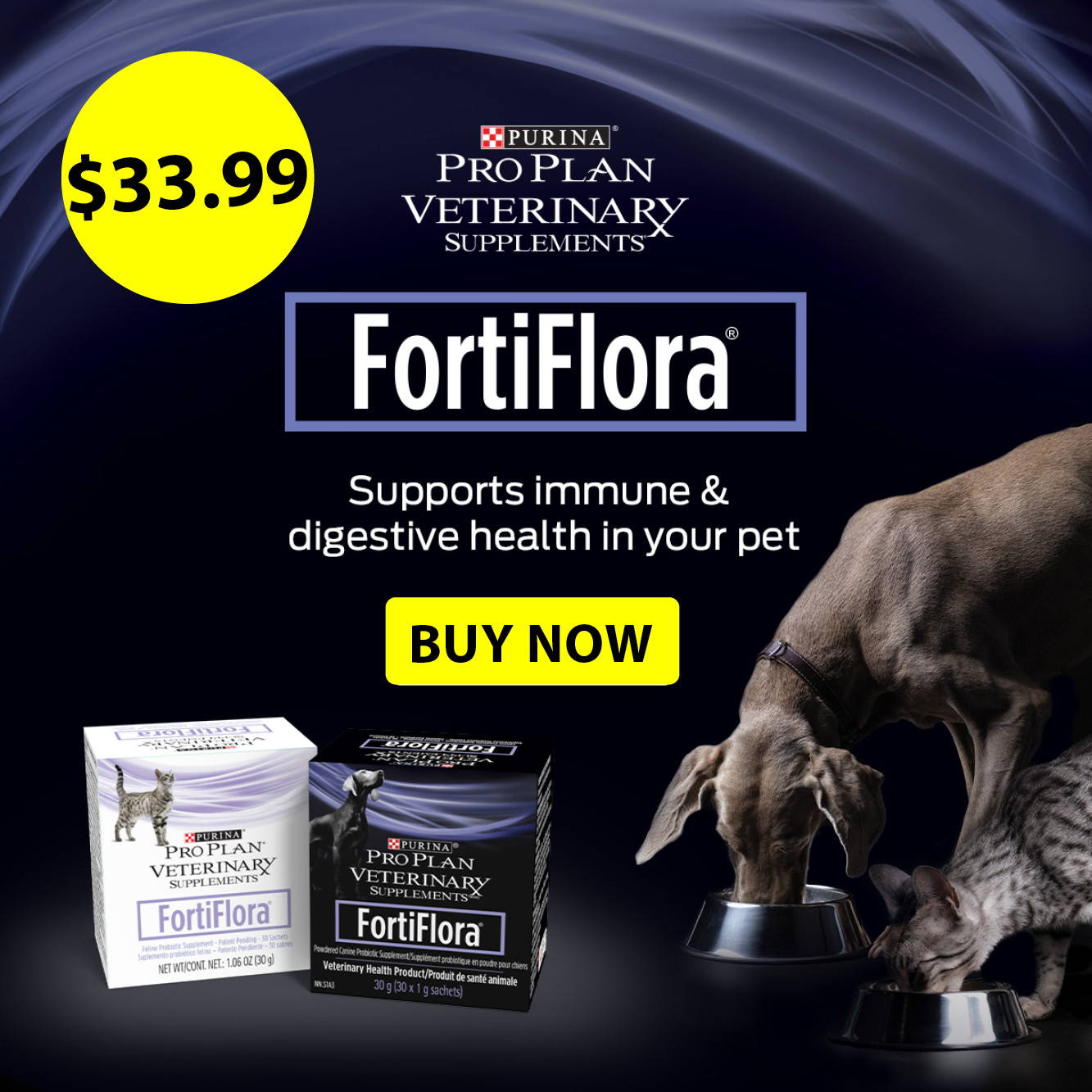 $33.99 Purina Pro Plan FortiFlora for dogs and cats