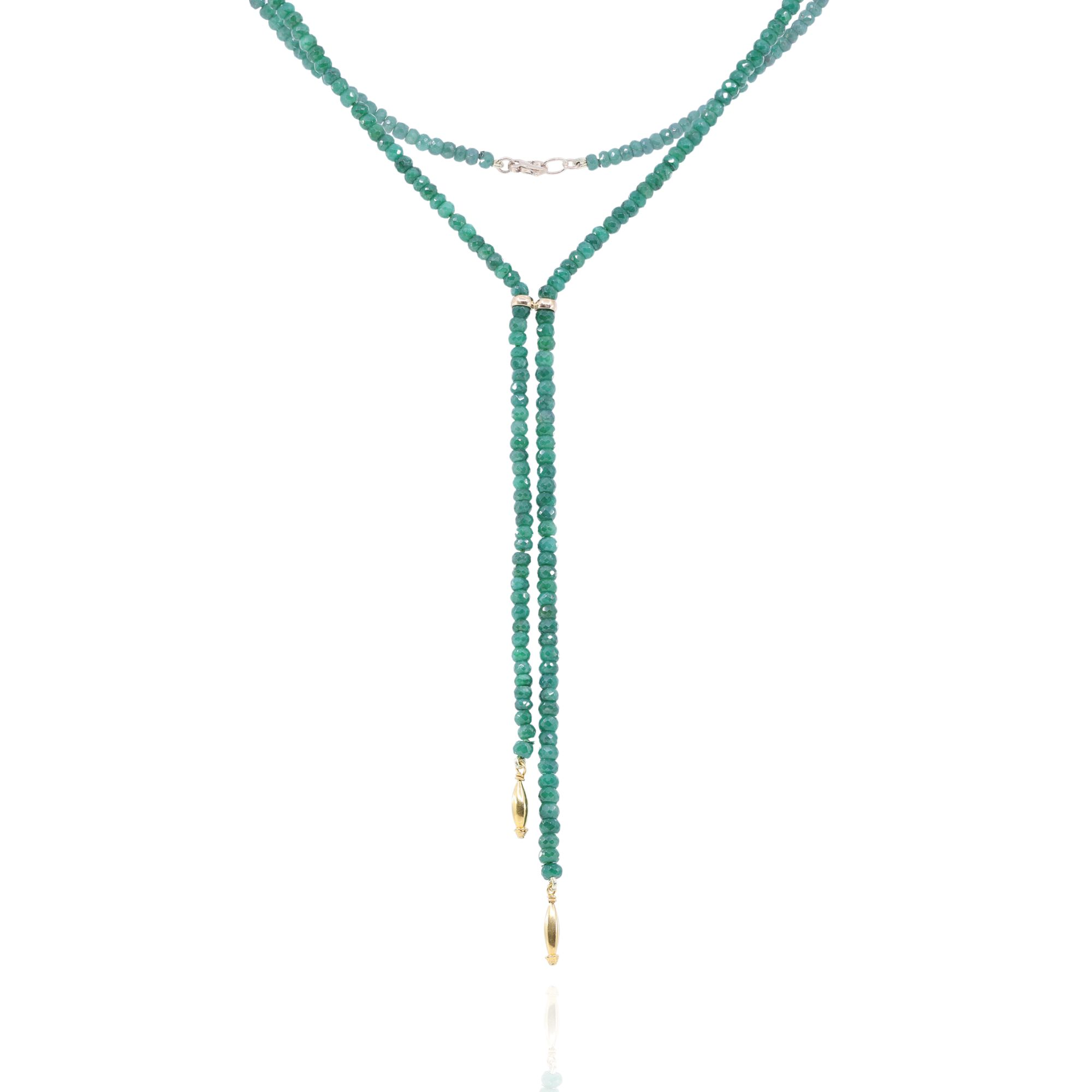 emerald roundel lariat necklace by Nina