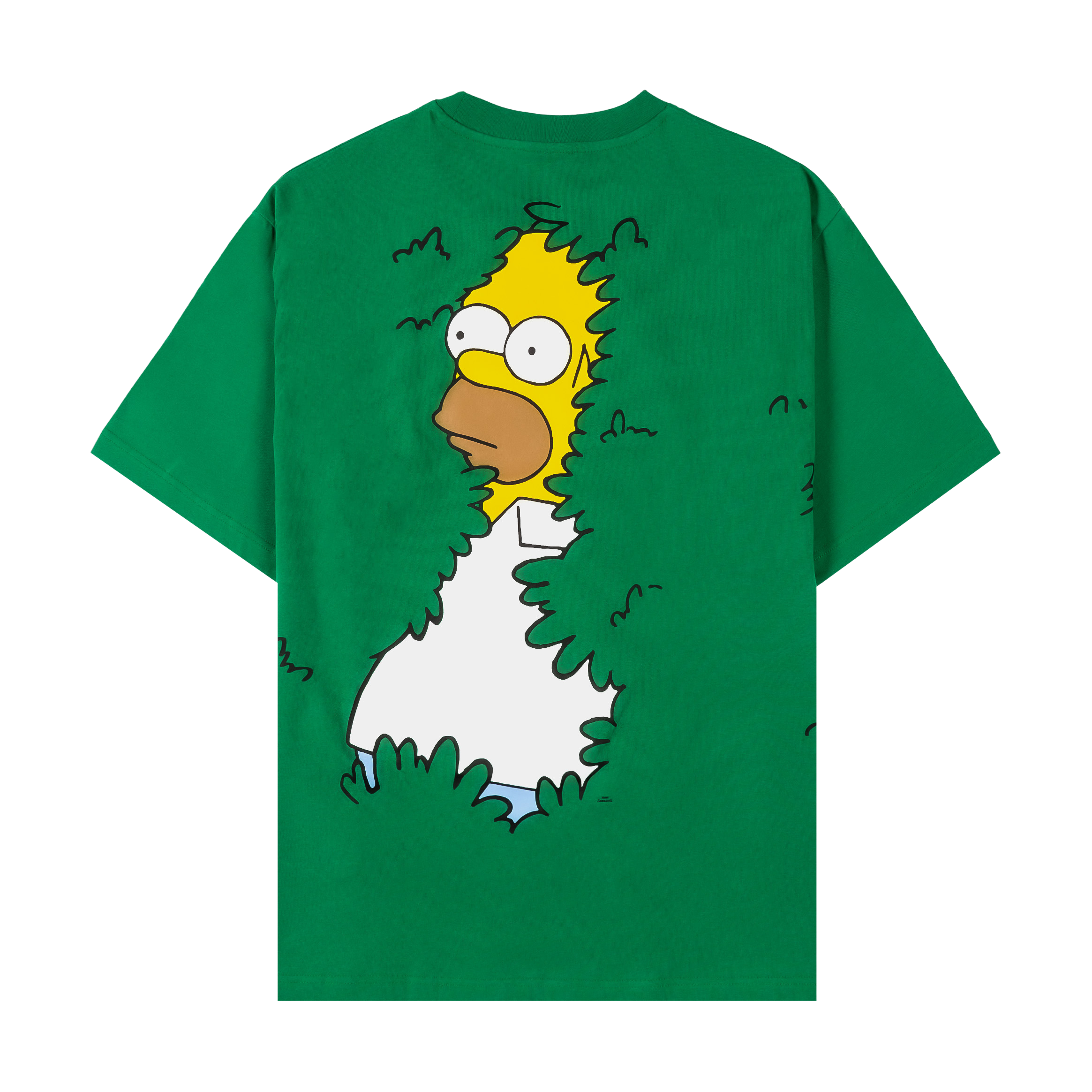 Green t-shirt with yellow text on the front.