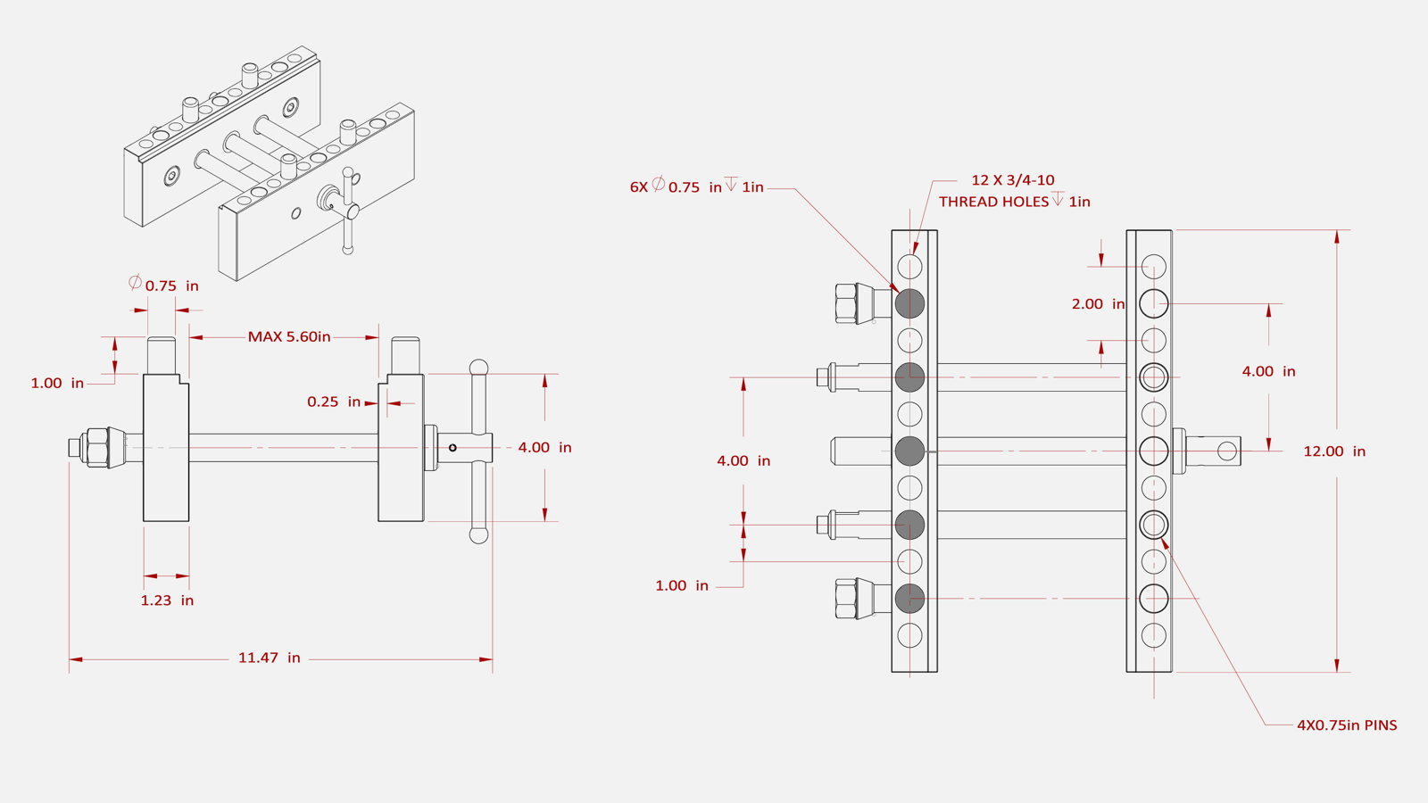 Size drawing of the Sidekick Vise FA75-SDV210
