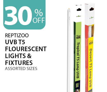 30% off Reptizoo UVB T5 Flourescent Lights & Fixtures