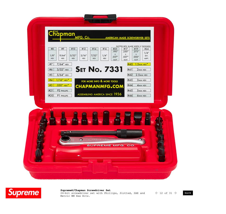 A 2019 Collaboration with Supreme. Custom case, handle and ratchet!
