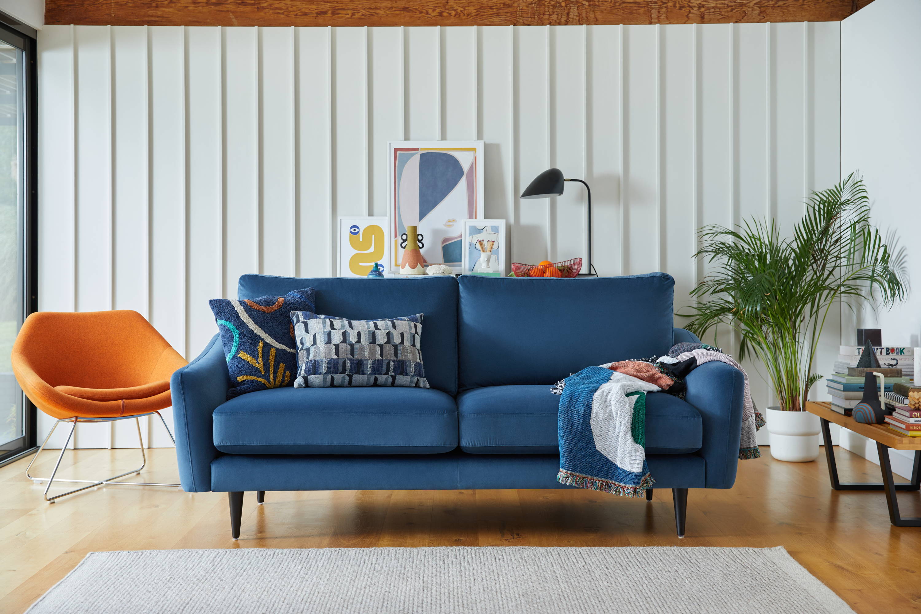 blue steel 3 seater sofa