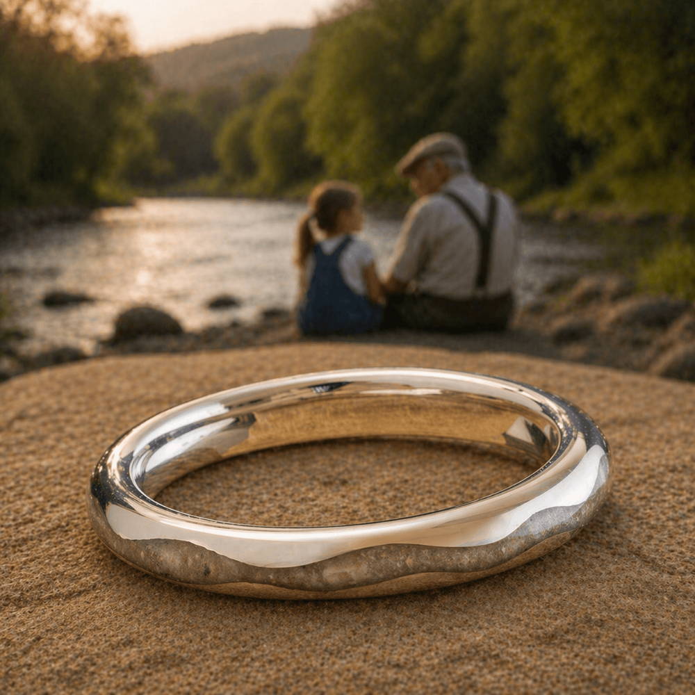 Dainty memorial ring in white gold