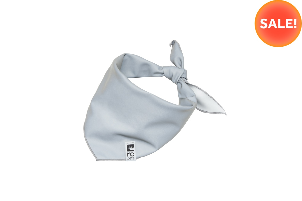 Light gray halo reflective bandana with tied ends and a 