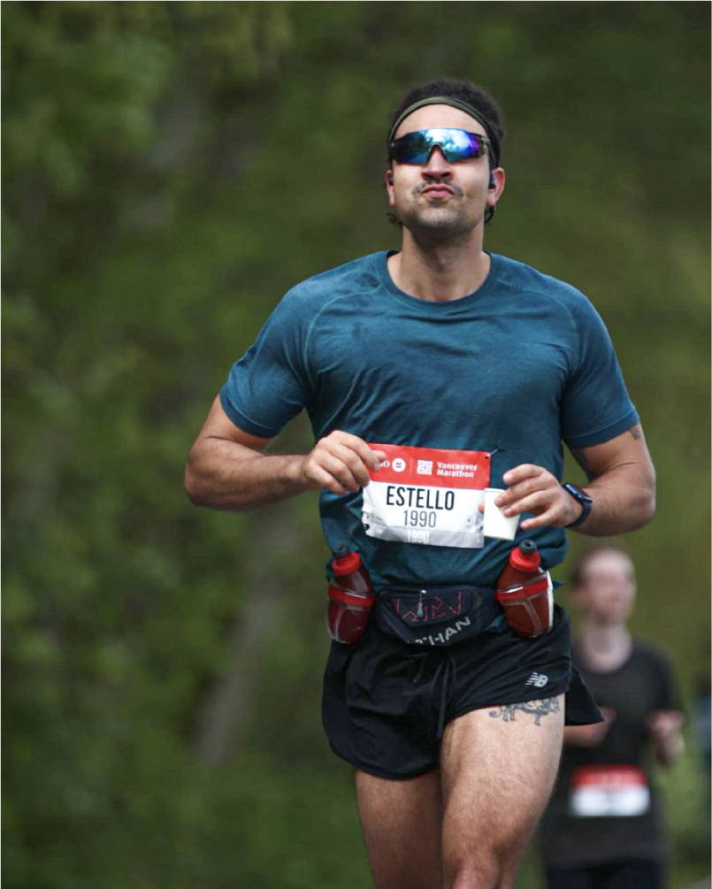 Vegan ambassador for Complement, Doctor Estello, is running a marathon.