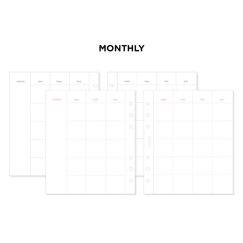 Monthly plan - Cherry pick zipper closure 6-ring dateless weekly planner
