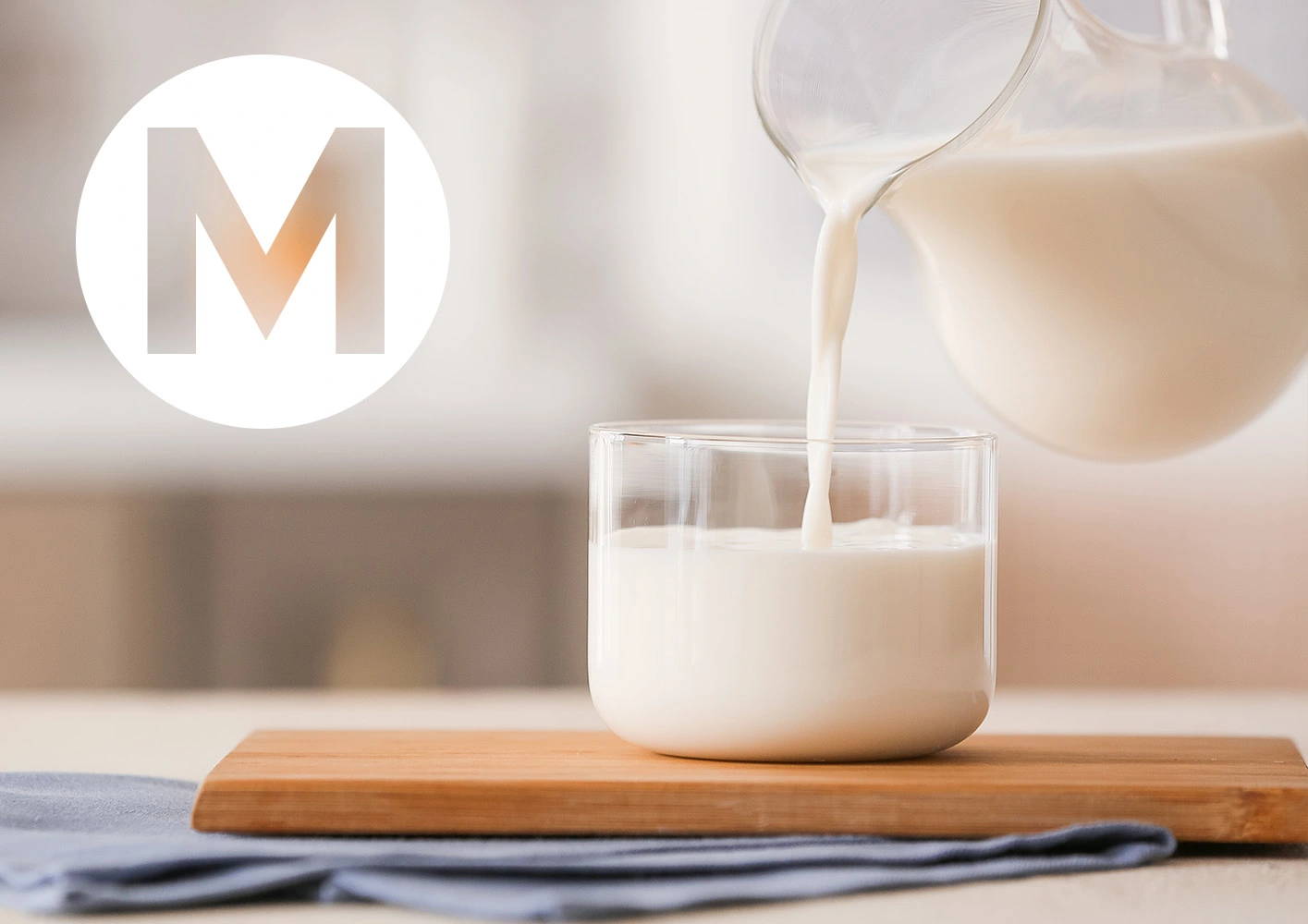 Letter M With Glass Of Milk Background