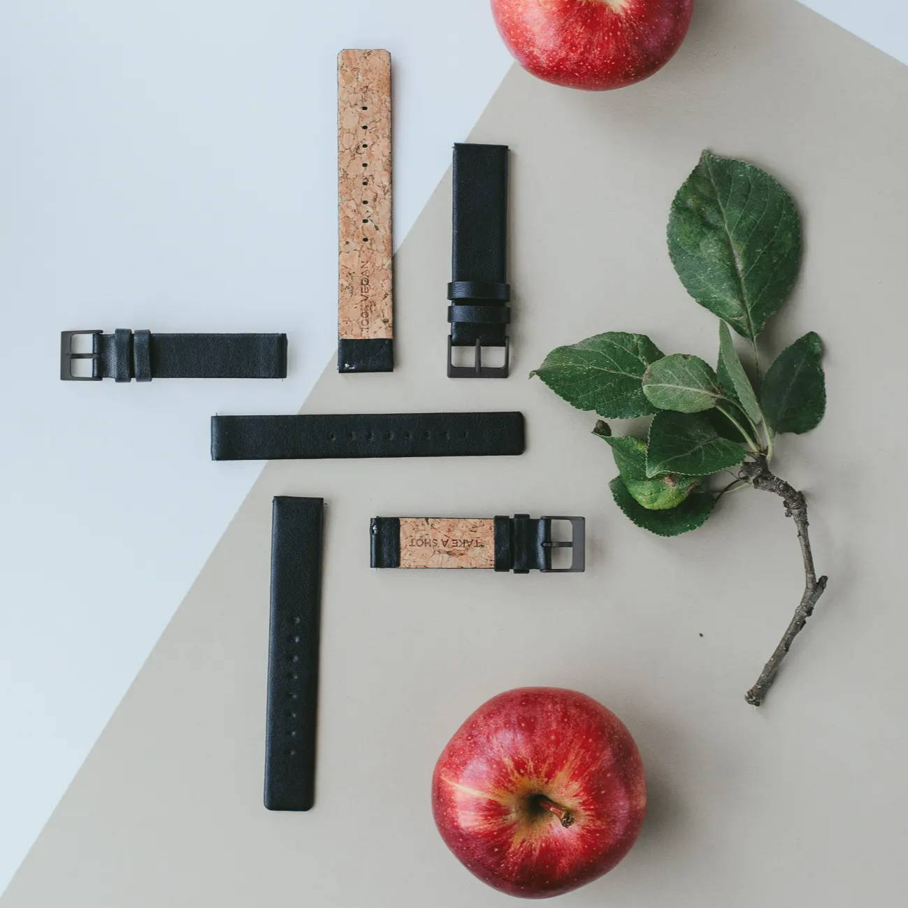 veganes armband fuer armbanduhr schwarz appleskin apvelskin take a shot