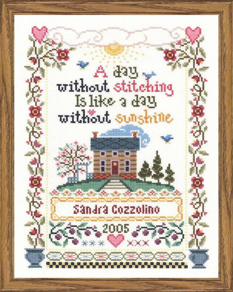 Framed pictures - A day without stitching is like a day without sunshine - Sandra Cozzoline