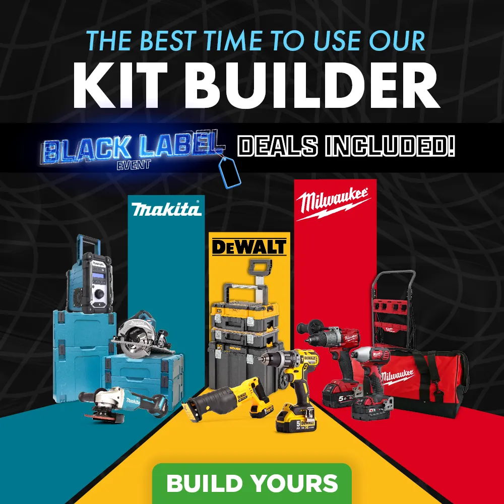 Promotional image for tool kit builder with brands and deals highlighted.