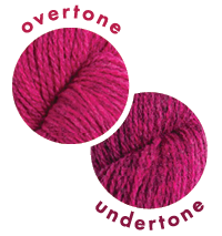 Overlapping circles of yarn color samples Tones Light Hollyhock Overtone and Undertone