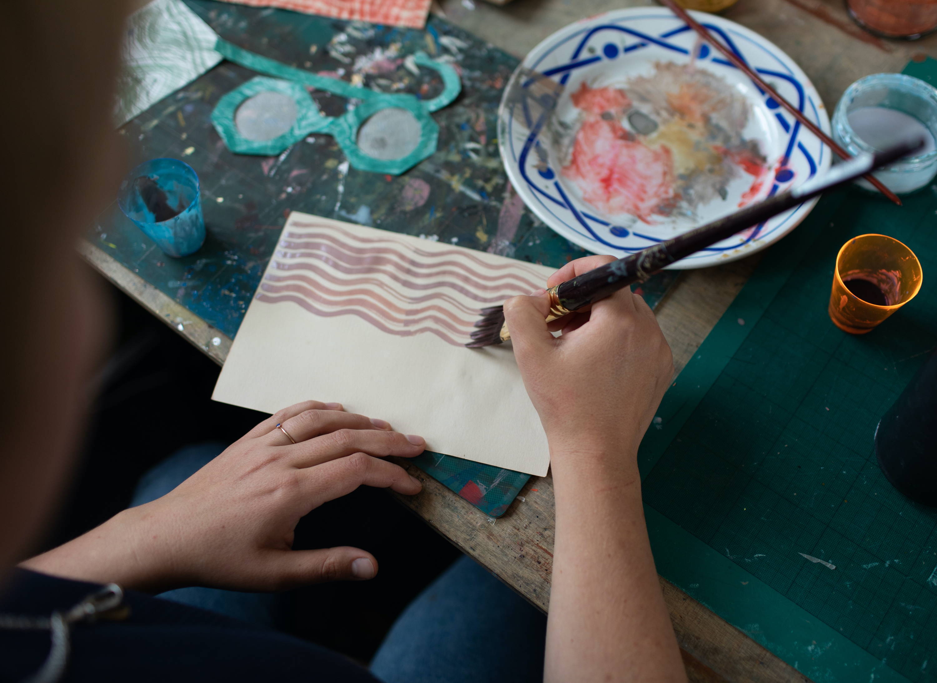 Jo creating in the workshop