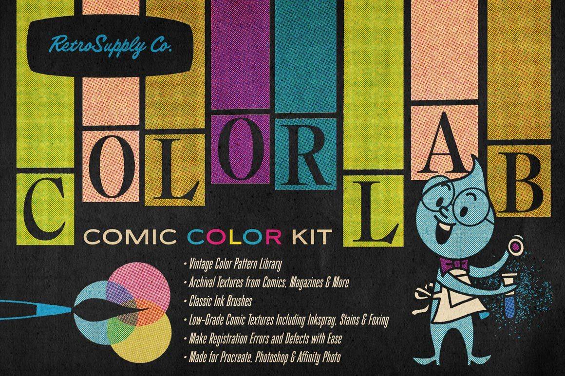 ColorLab Comic Color Kit. Includes a pattern library, textures, and ink brushes.