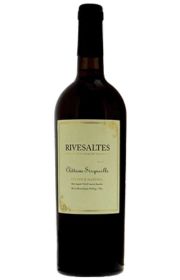 A bottle of Rivesaltes wine with a label.