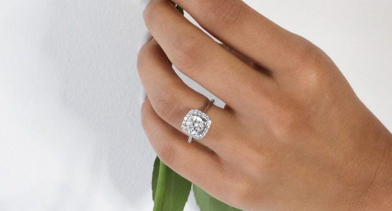 Luxe Diamond Accented Halo Engagement Ring