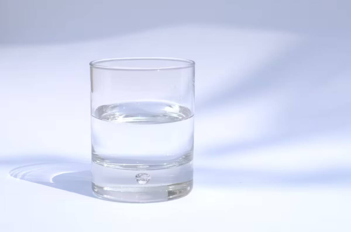 Glass of water helps with dehydrated skin